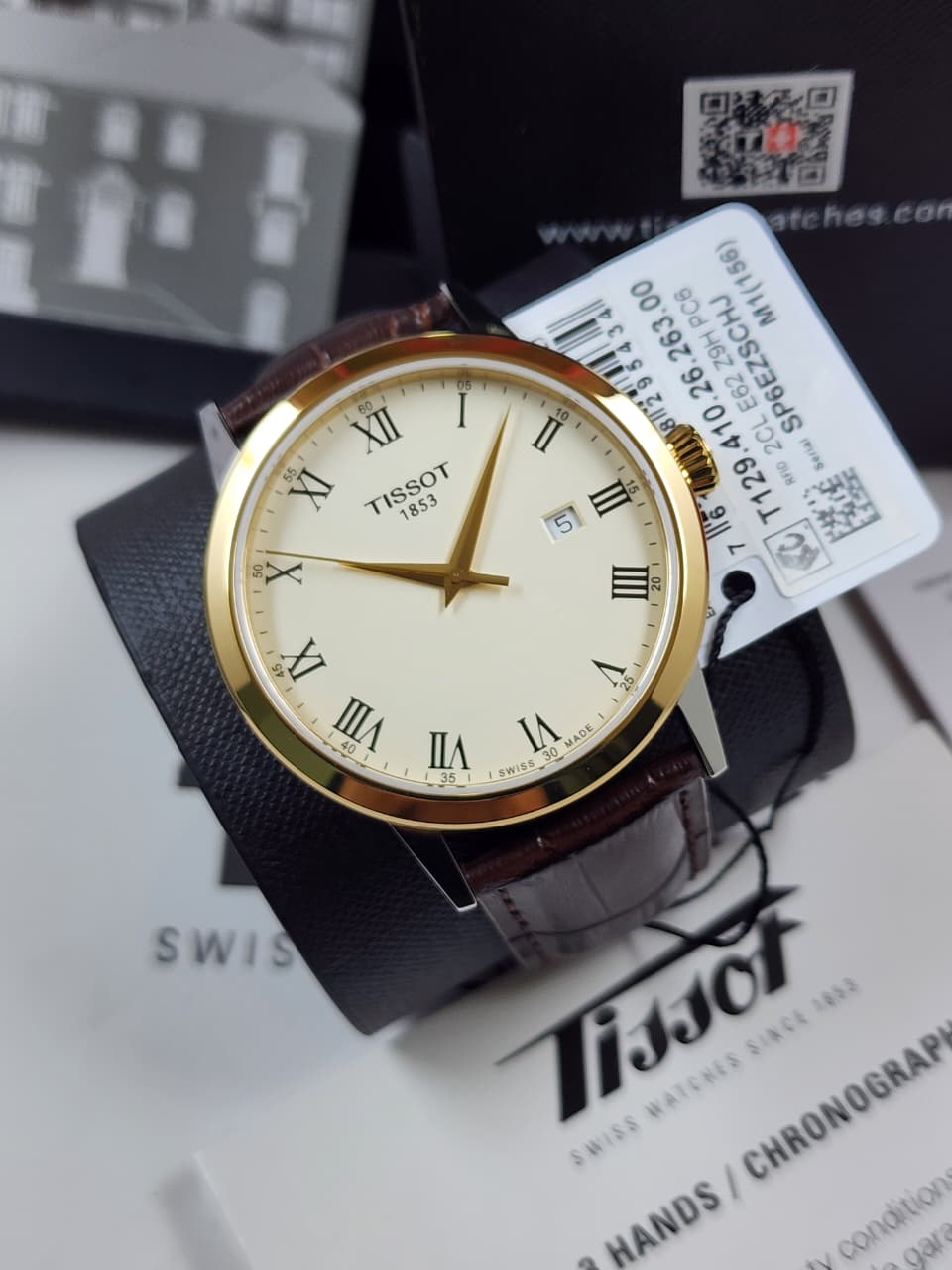 Tissot Classic Dream Ivory Dial Gold-Tone Leather Strap Watch – T129.410.26.263.00