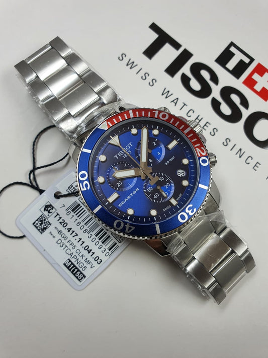 Tissot T120.417.11.041.03 Seastar 1000 Chronograph "Pepsi" Men's Blue Dial Diver Swiss Watch