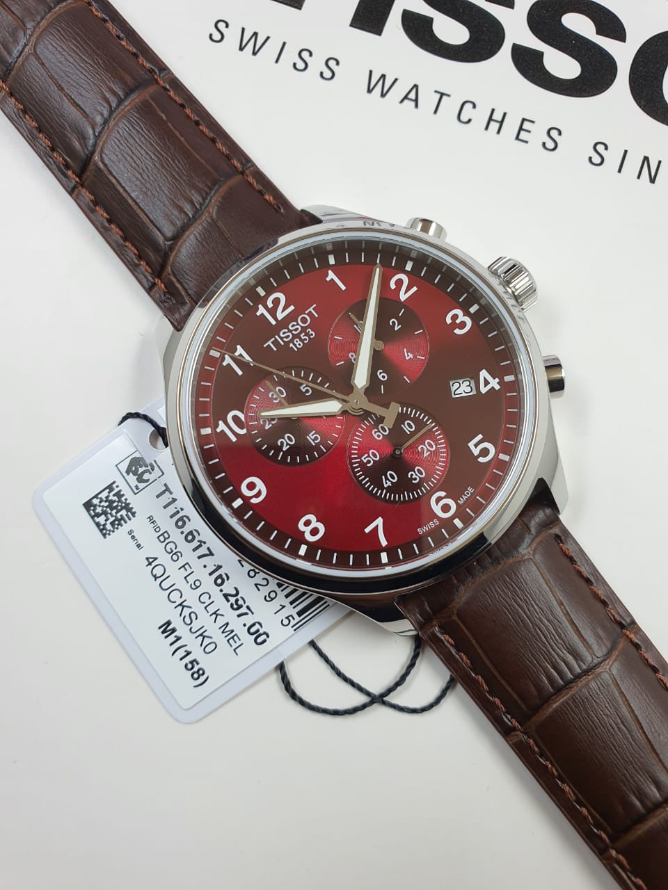 Tissot T116.617.16.297.00 Chrono XL Men's Stainless Steel Red Dial Leather Swiss Watch