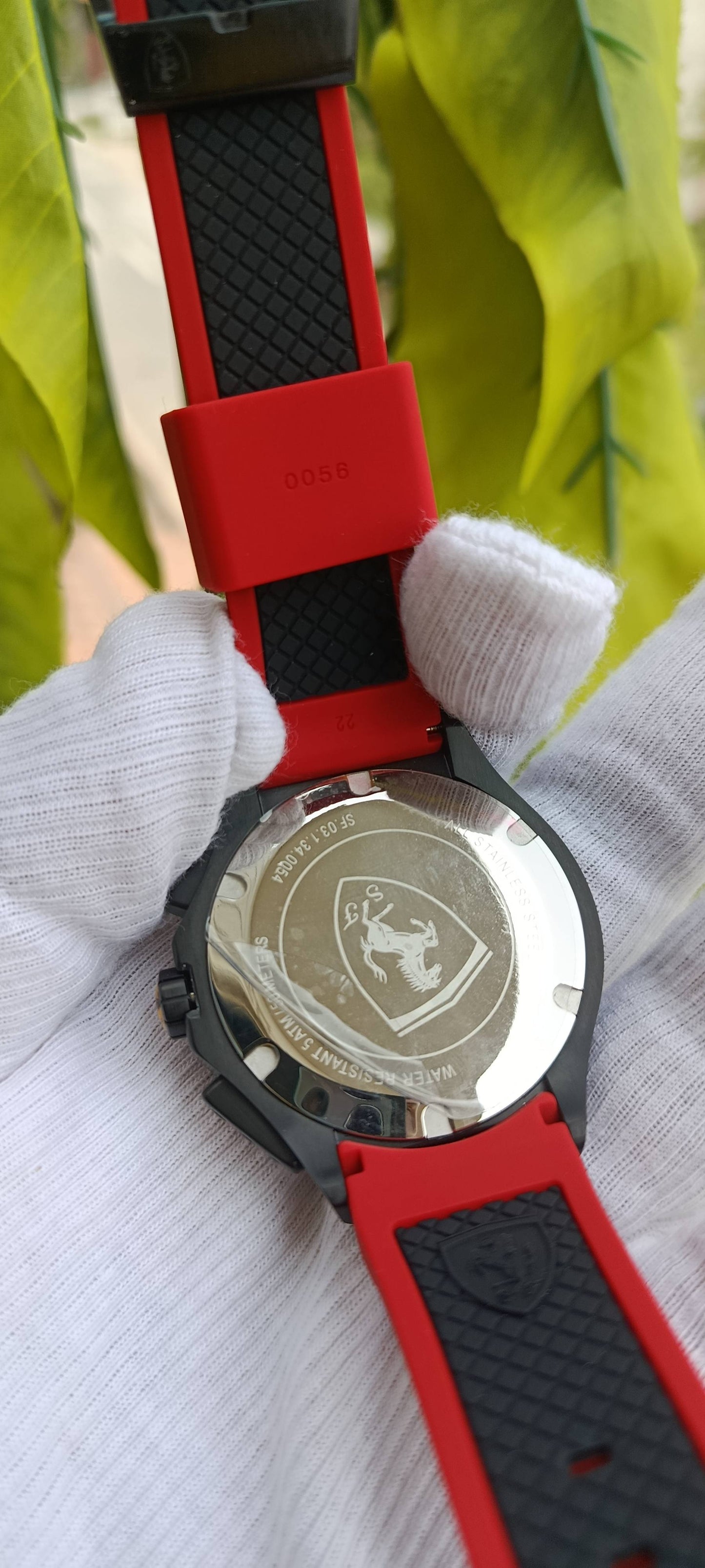 Scuderia Ferrari Race Day 166 Inter Corsa Men's Chronograph Watch – Black IP Case, Red Silicone Strap | Ref. 0830086