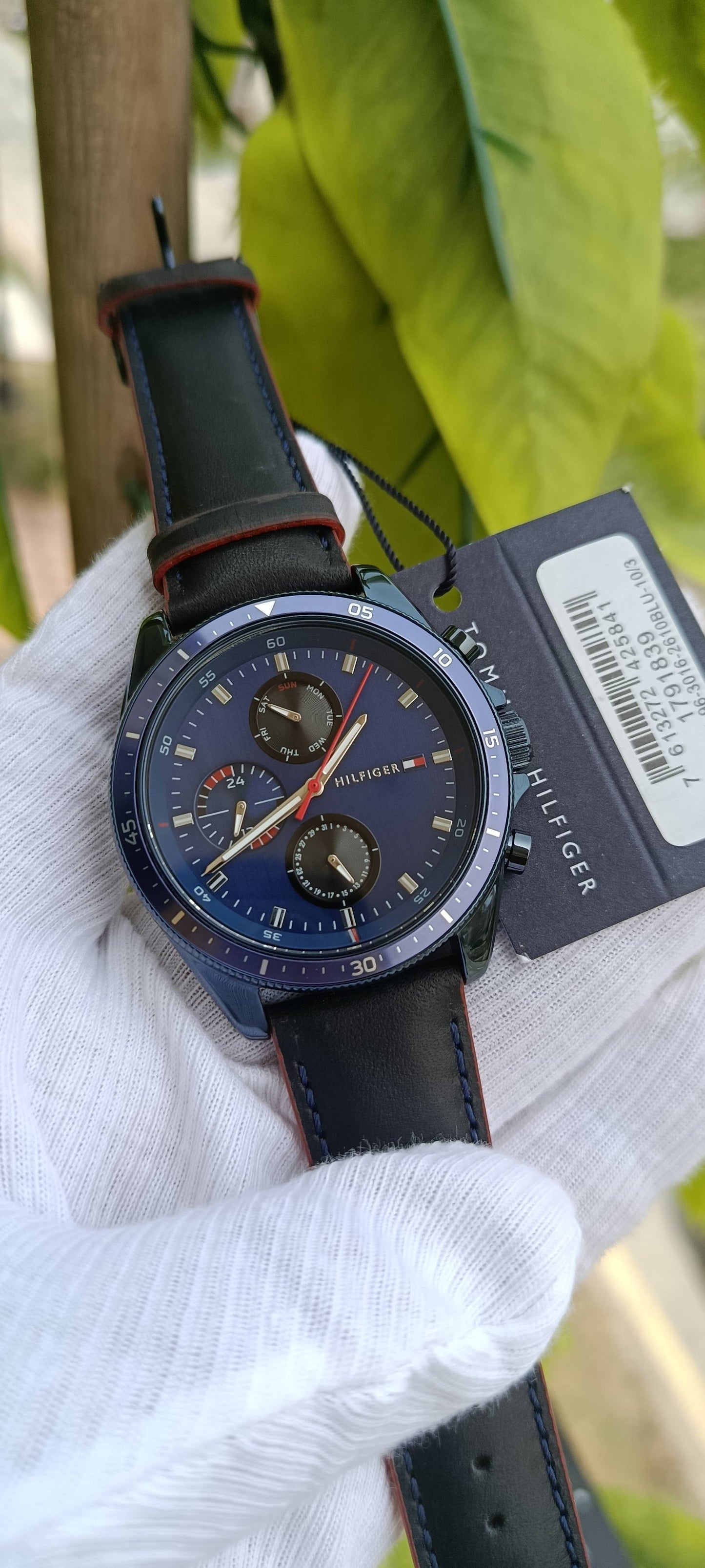 Tommy Hilfiger Parker Men's Multi-Dial Chronograph Watch – Blue Dial, Black Leather Strap | Ref. 1791839