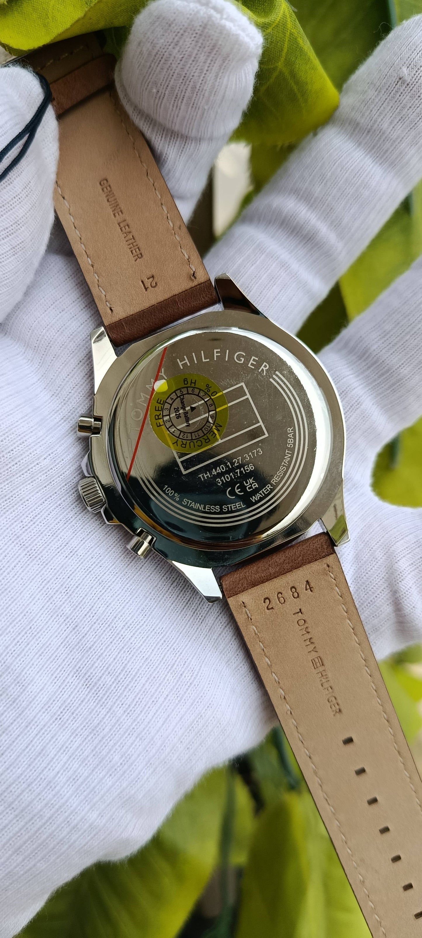 Tommy Hilfiger Men's Diver-Style Multifunction Watch – Green Dial, Brown Leather Strap | Ref. 1791983