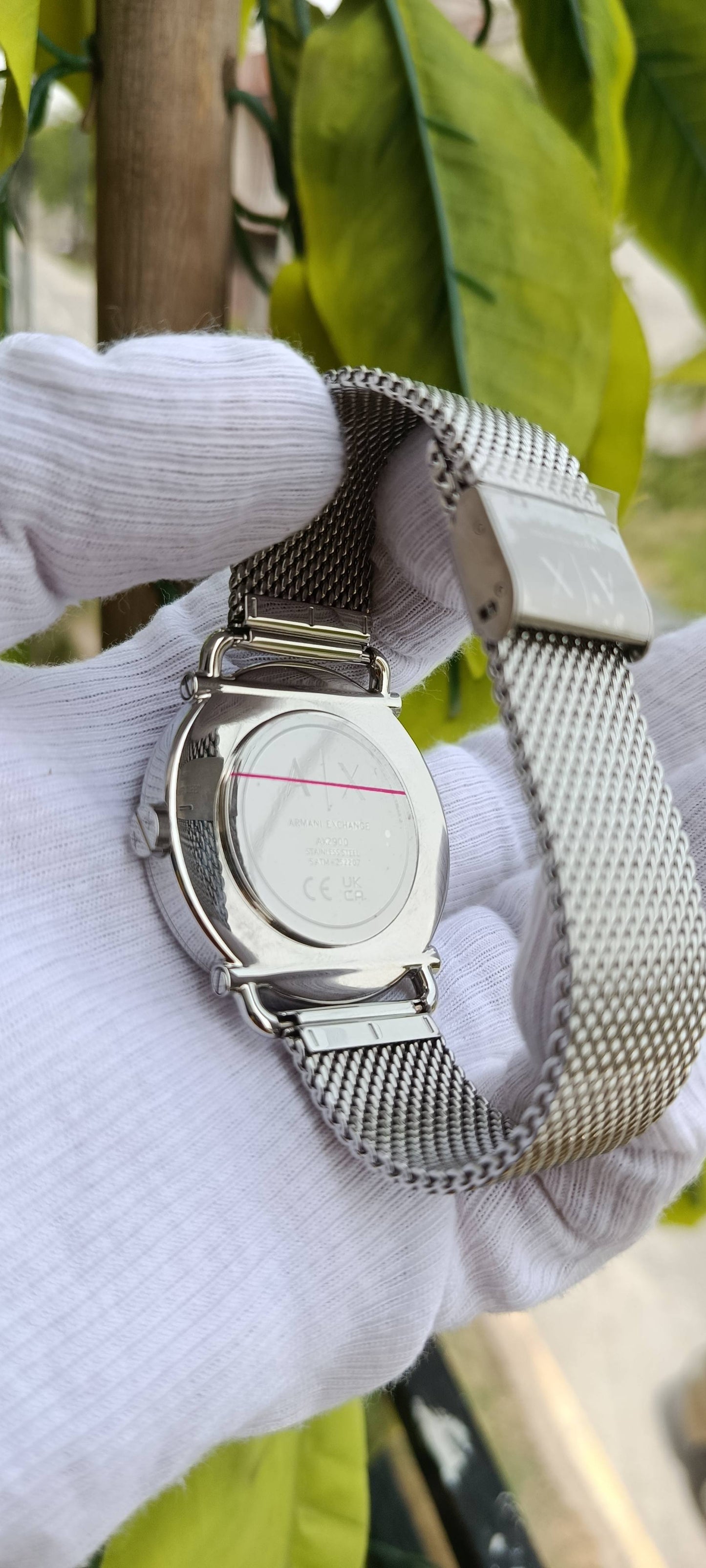 Armani Exchange Cayde Men's Watch – Grey Sunray Dial, Silver Mesh Bracelet | AX2700