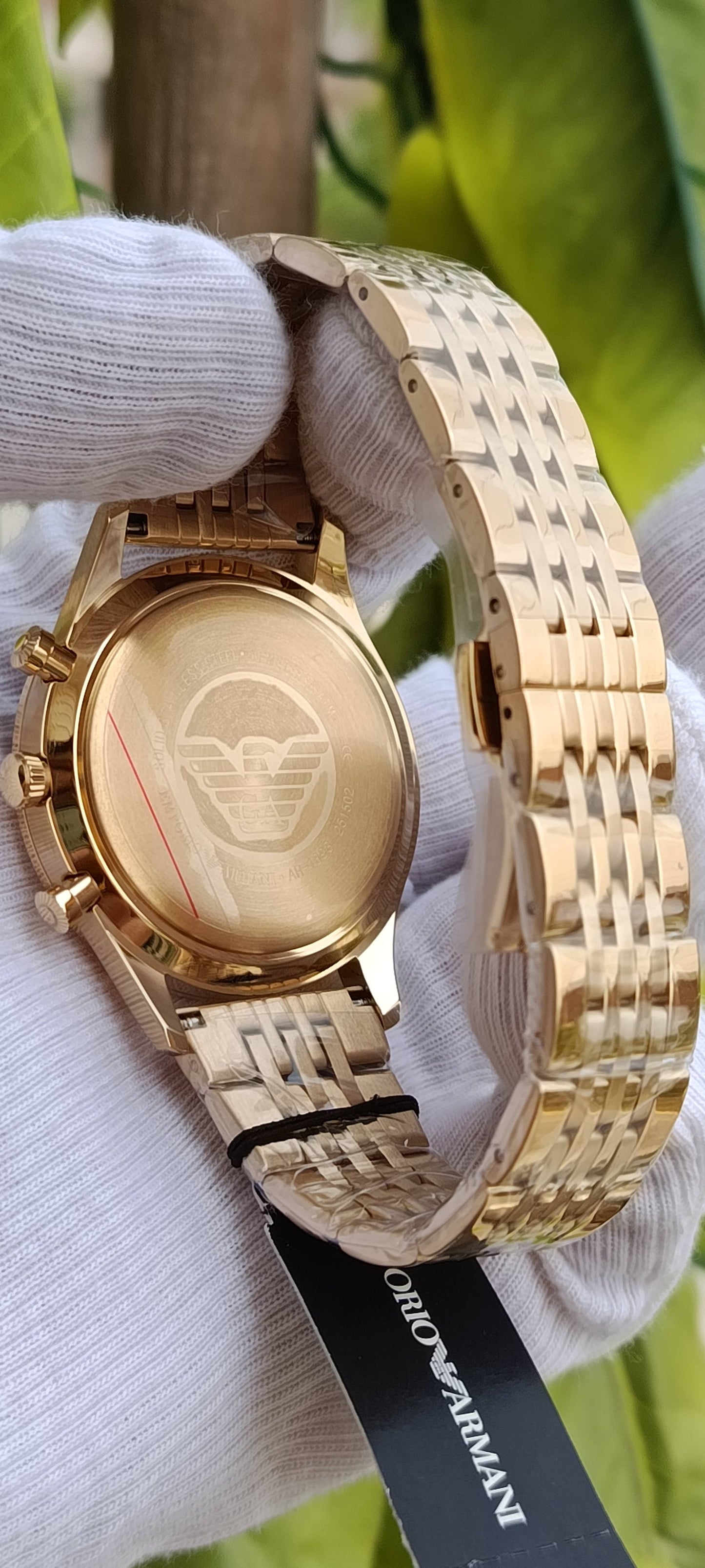 Emporio Armani Classic Chronograph Men's Watch – Black Dial, Gold-Tone Stainless Steel Bracelet | Ref. AR1893