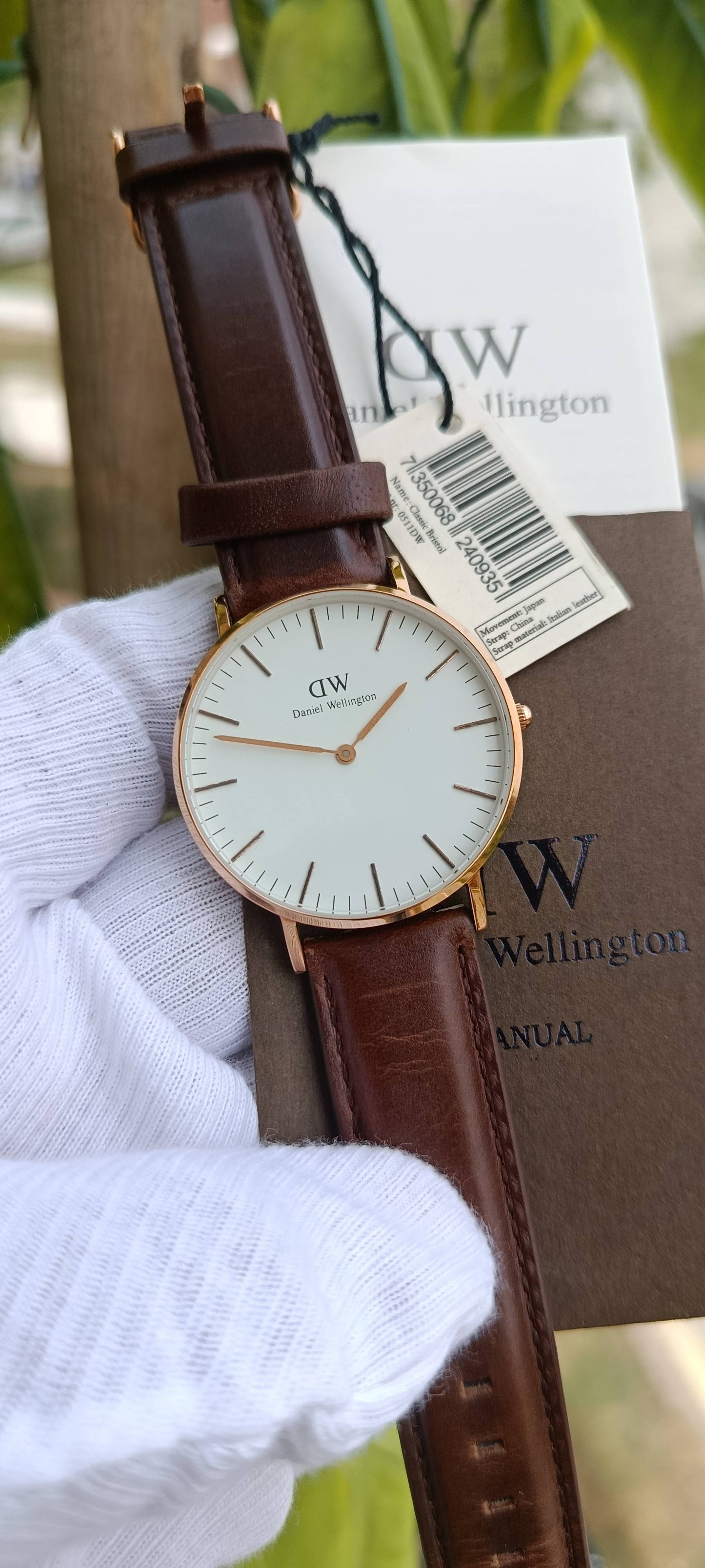 Daniel Wellington Classic Bristol 36mm Watch – White Dial, Rose Gold Case, Brown Leather Strap | Ref. 0511DW