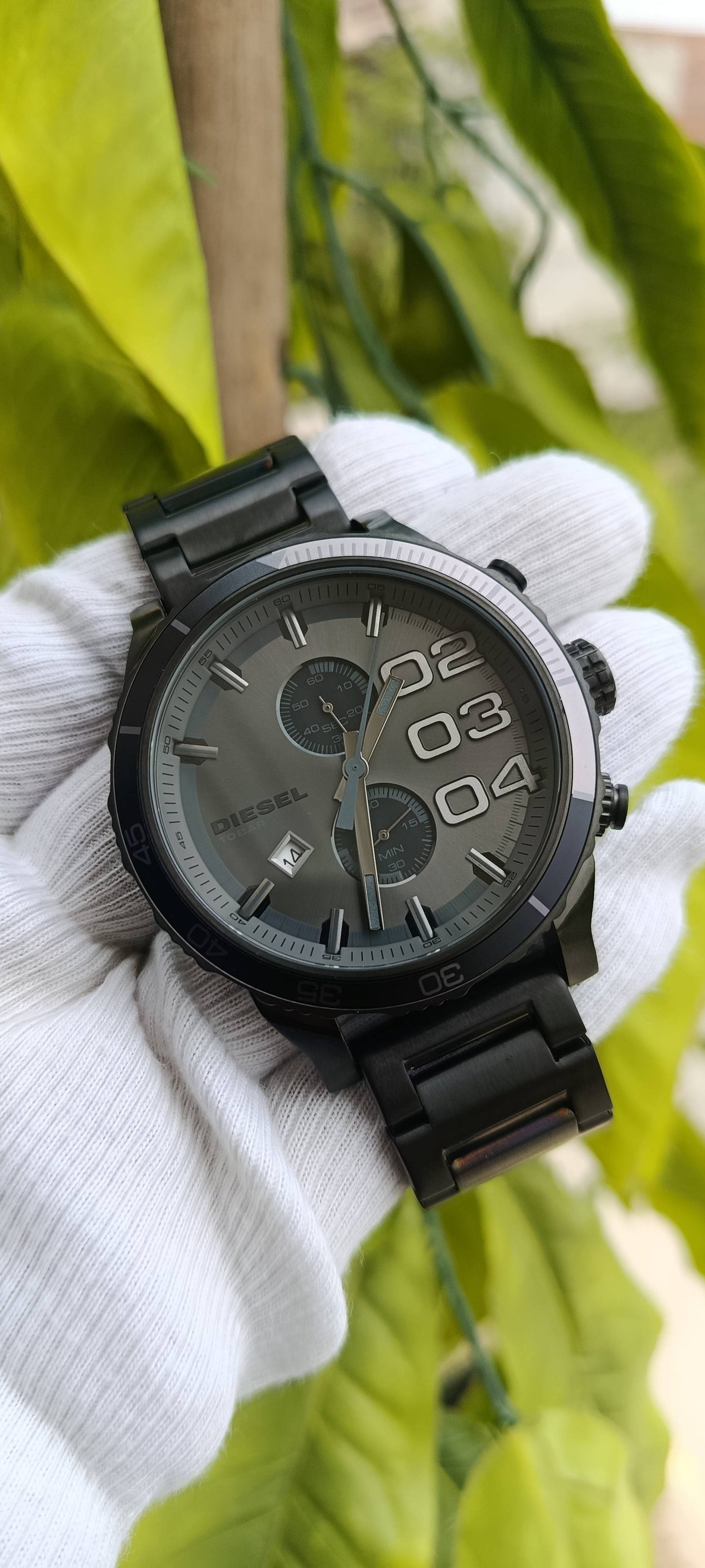 Diesel Double Down Chronograph Men's Watch – Grey Ion-Plated Stainless Steel, 59mm