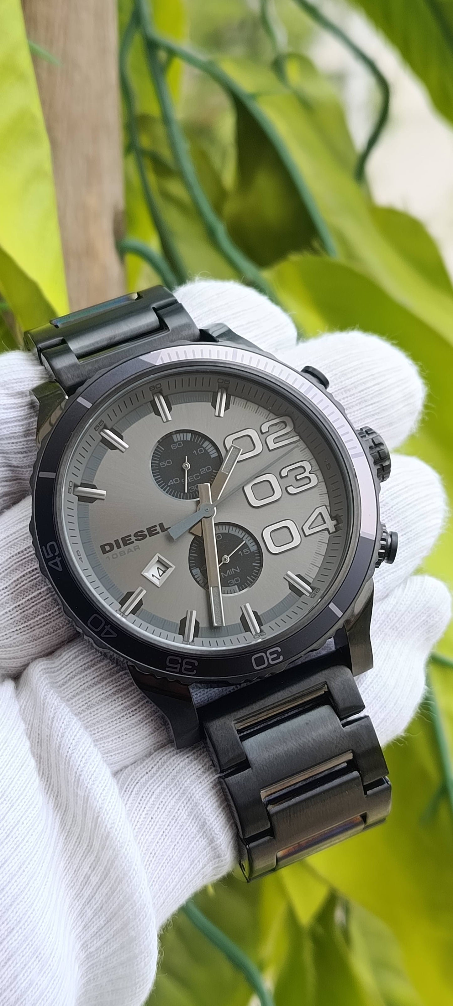 Diesel Double Down Chronograph Men's Watch – Grey Ion-Plated Stainless Steel, 59mm