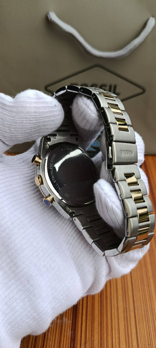 Fossil BQ2693 Sullivan Men's Multifunction Watch – Silver Dial, Two-Tone Steel Bracelet, 45mm
