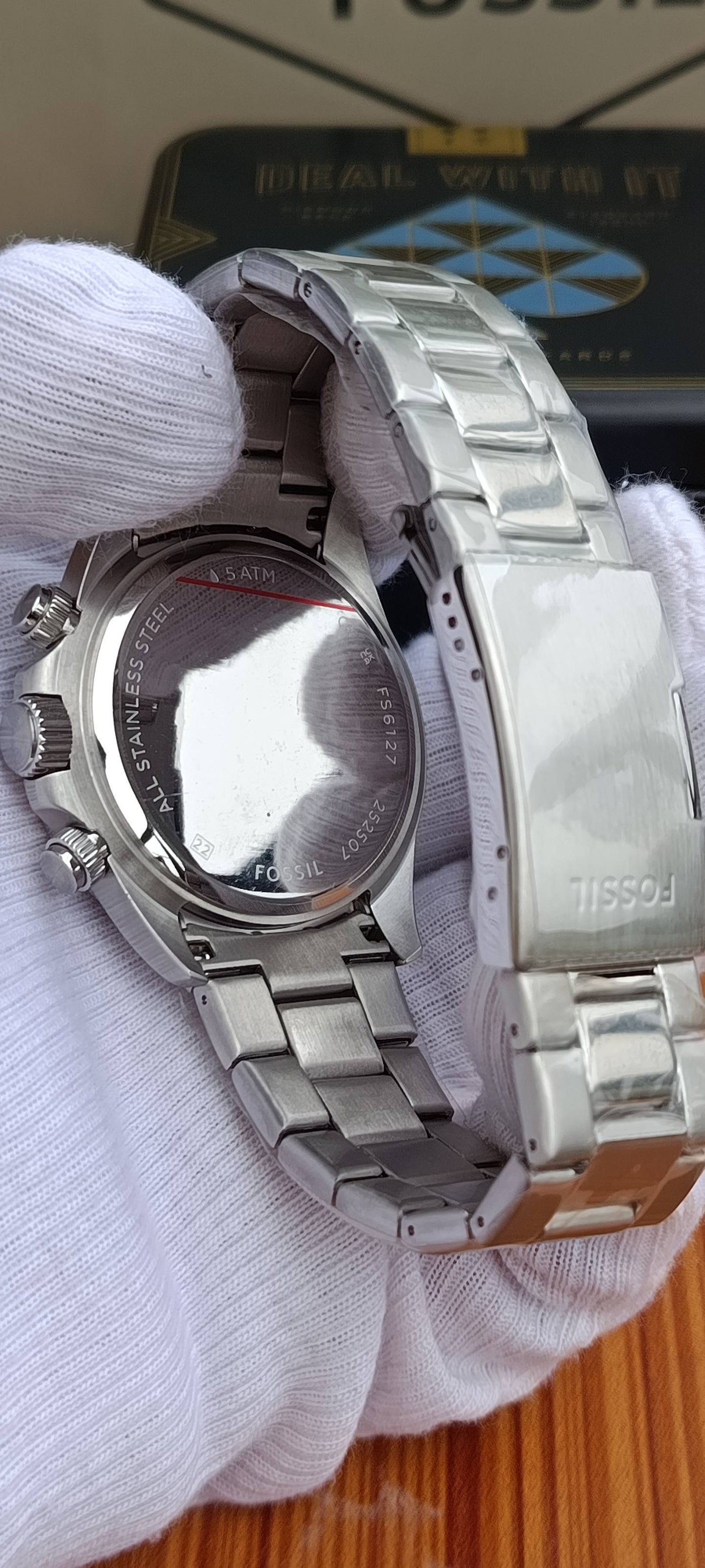Fossil Autocross FS6127 Men's Multifunction Watch – Green Dial, Stainless Steel Bracelet, 42mm