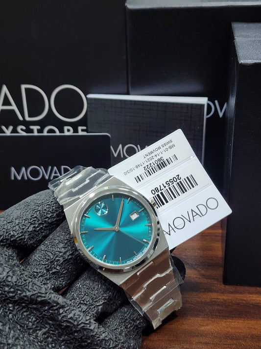 Movado Men's Stainless Steel Turquoise Dial Swiss Watch
