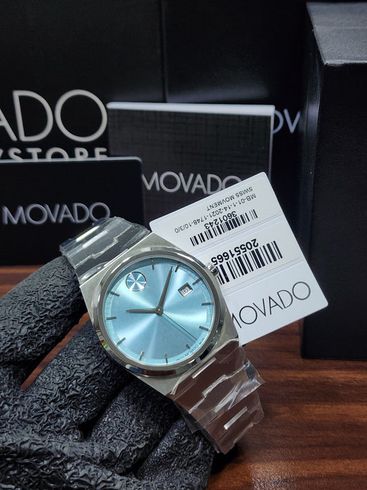 Movado Men's Stainless Steel Ice Blue Dial Swiss Watch