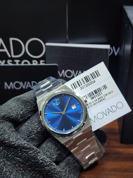 Movado Men's Stainless Steel Blue Dial Swiss Watch