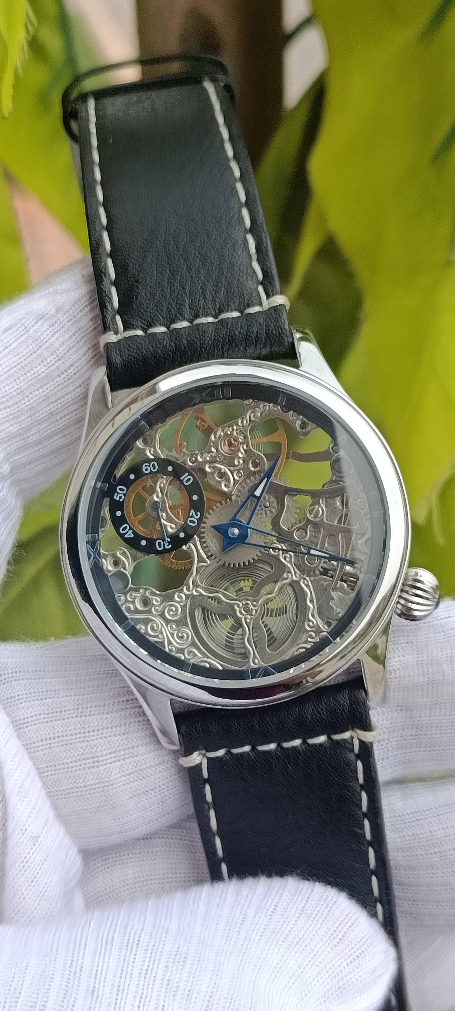Iannetti Italian Men's Mechanical Skeleton Watch – Hand-Wind Movement, 17 Jewels