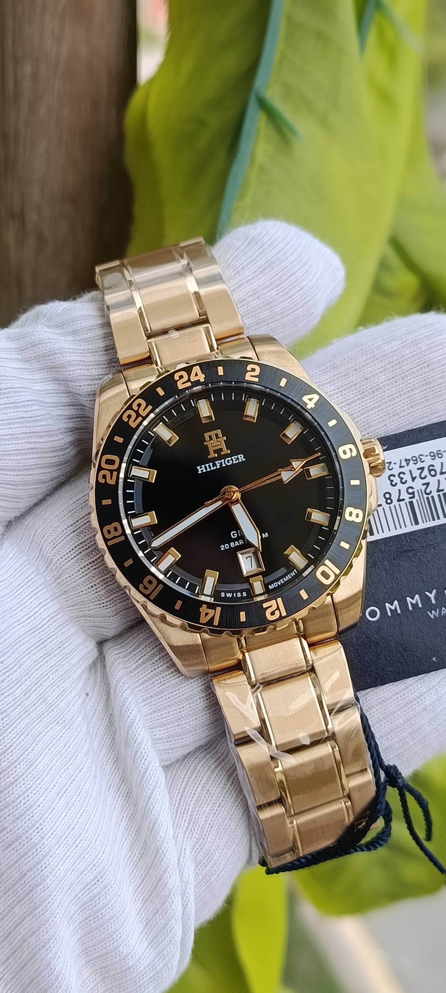 Tommy Hilfiger TH85 GMT Men's Watch 1792133 – Black Dial, Gold-Tone Case, Stainless Steel Bracelet