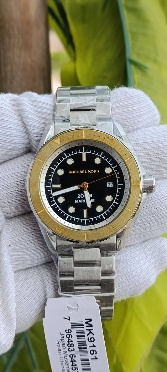 Michael Kors Maritime Men's Watch MK9161 – Black Dial, Two-Tone Case, Stainless Steel Bracelet