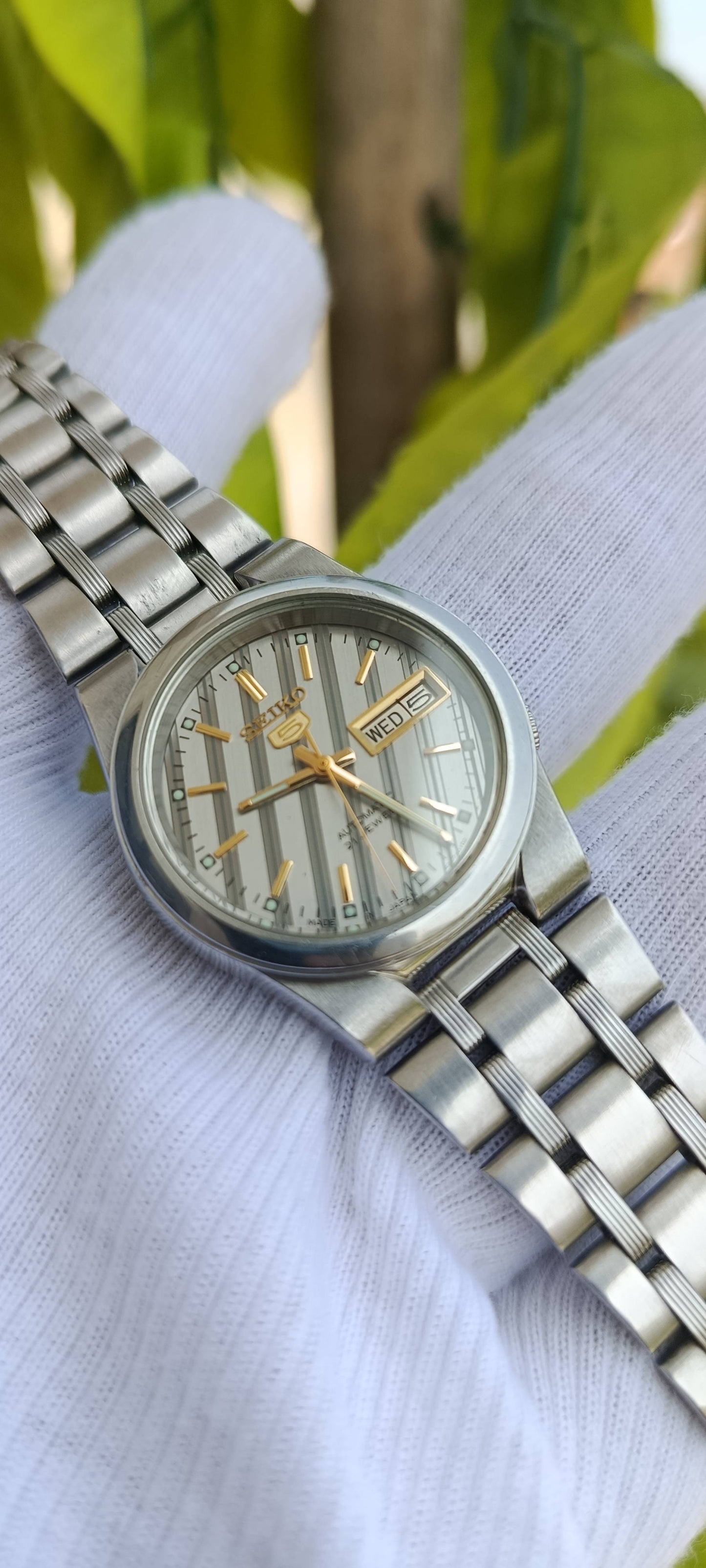 Vintage Seiko 5 Automatic Watch | 21 Jewels Day-Date | Stainless Steel Bracelet | Made in Japan