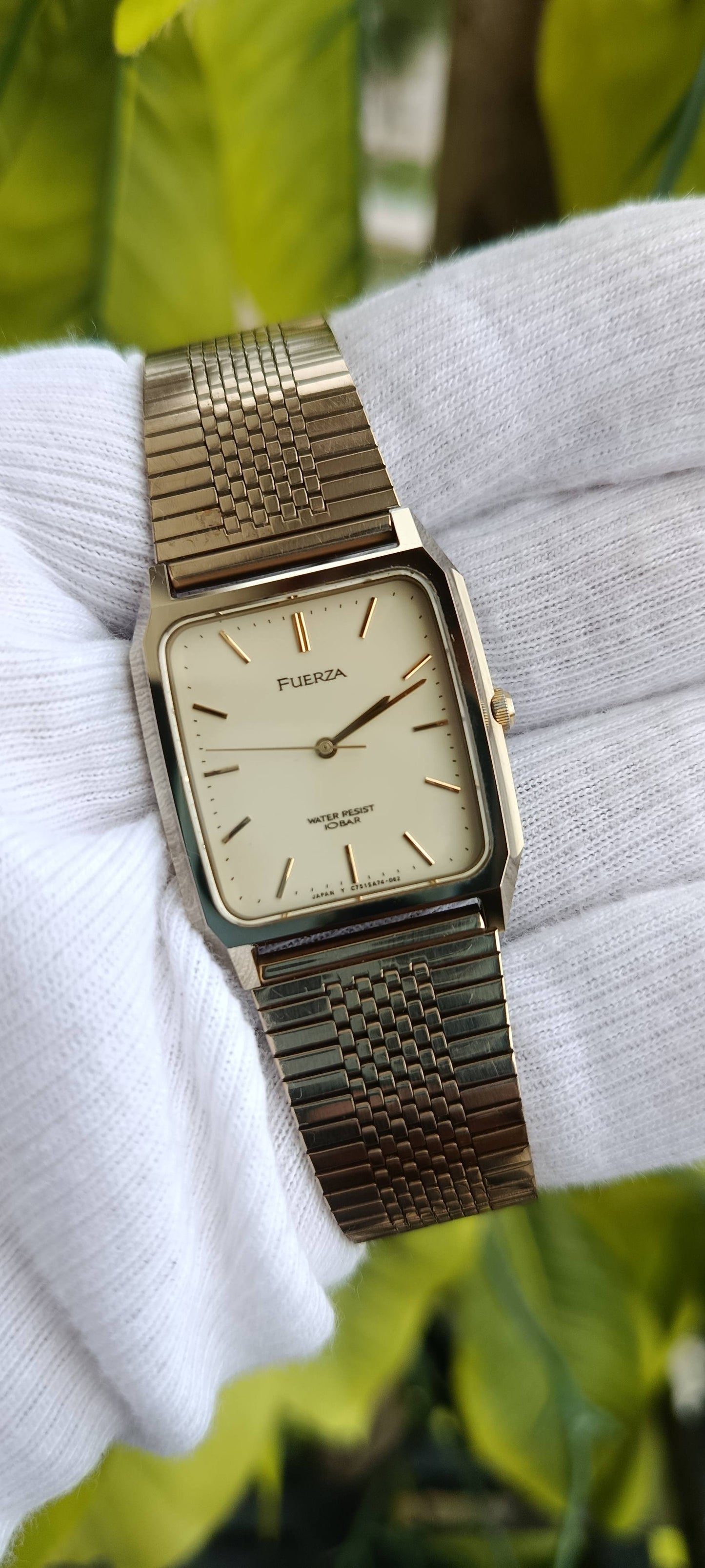 Vintage Fuerza Silver -Tone Watch | Rectangular Case