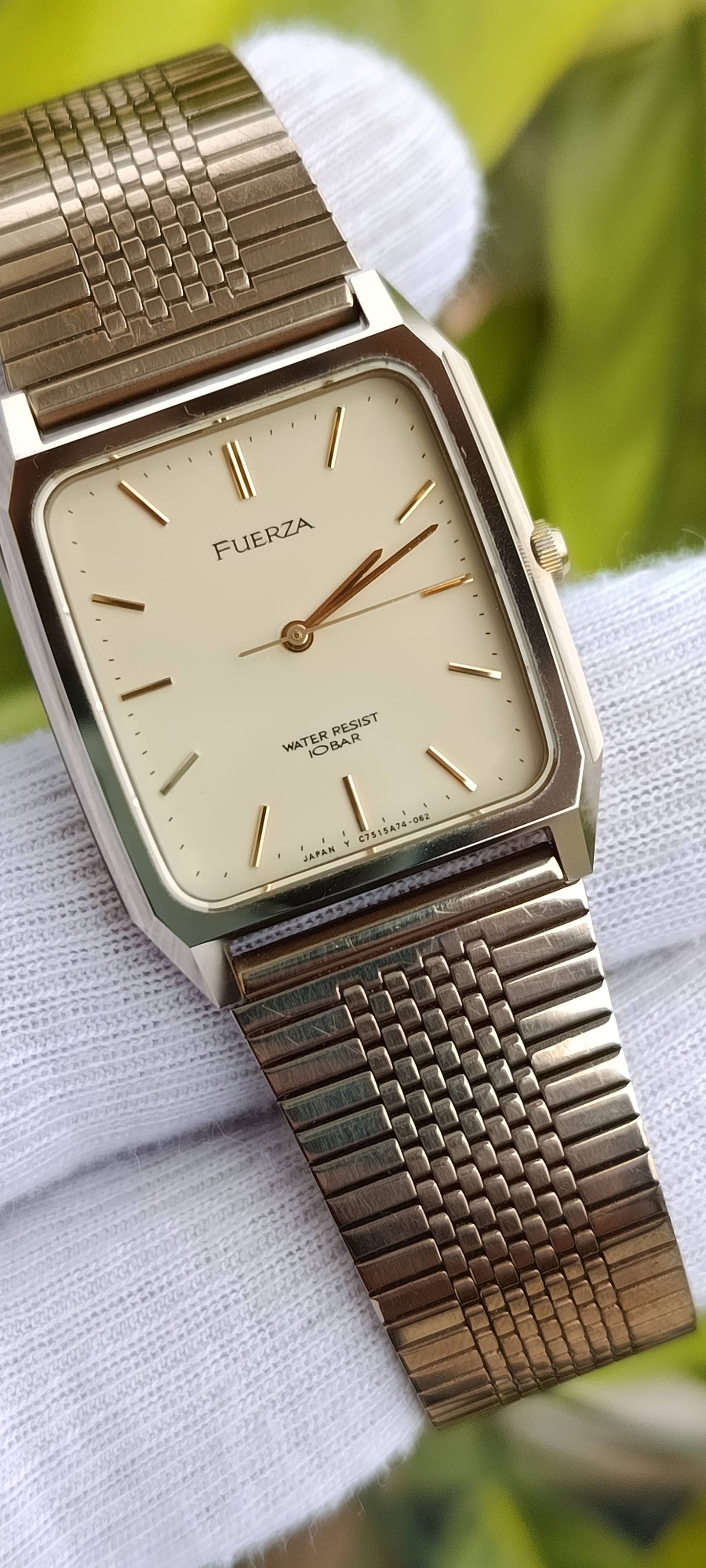 Vintage Fuerza Silver -Tone Watch | Rectangular Case