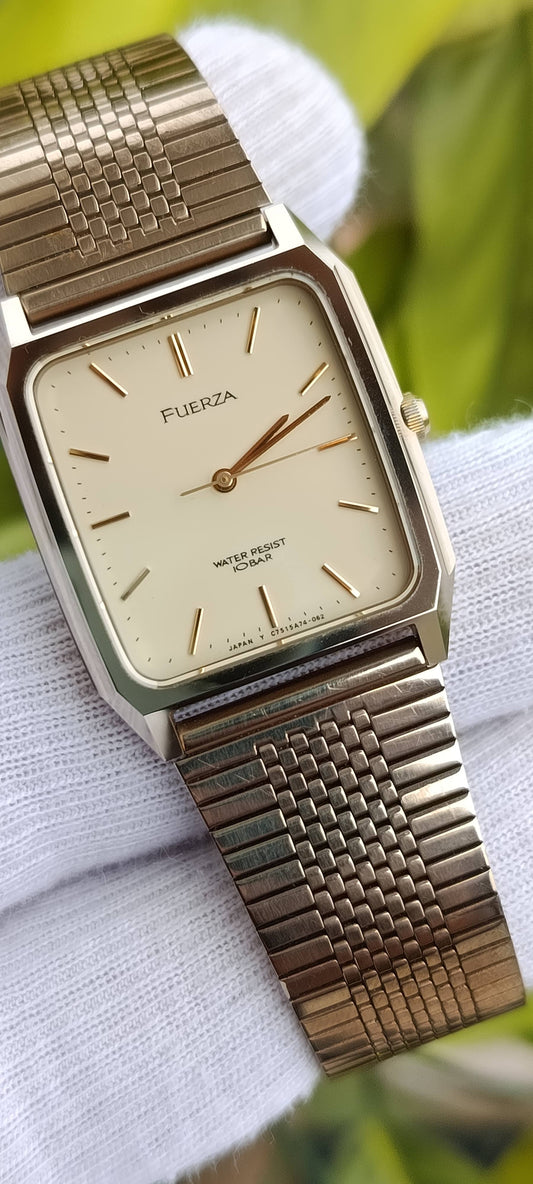 Vintage Fuerza Silver -Tone Watch | Rectangular Case