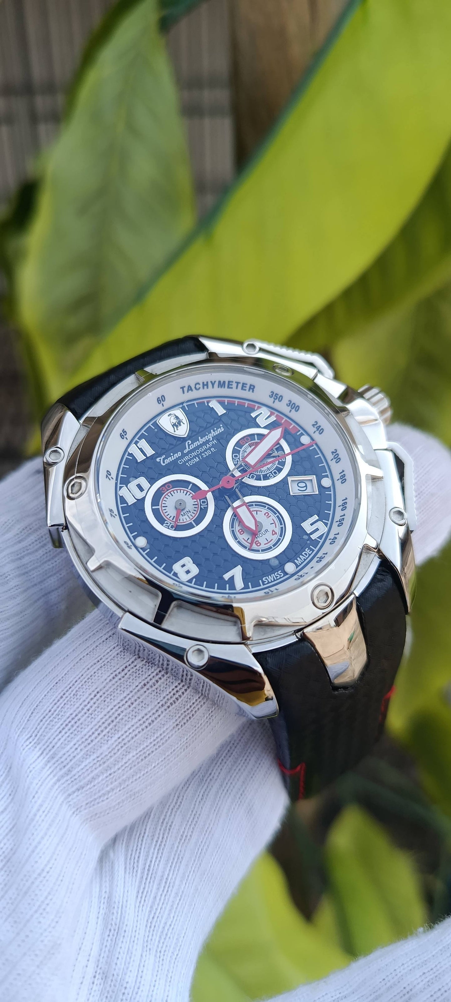 Tonino Lamborghini Chronograph Men's Watch – Stainless Steel Case, Blue Dial, Genuine Leather Strap – Swiss Made