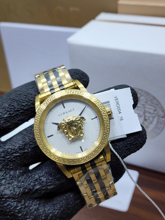 Versace Medusa Palazzo Empire Men's Gold-Tone White Dial Swiss Watch VERD00418