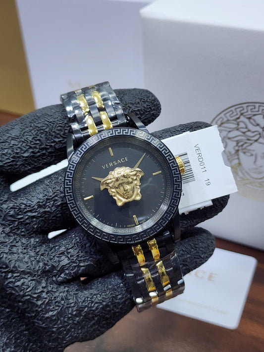 Versace Medusa Palazzo Empire Men's Two-Tone Black Dial Swiss Watch VERD01119