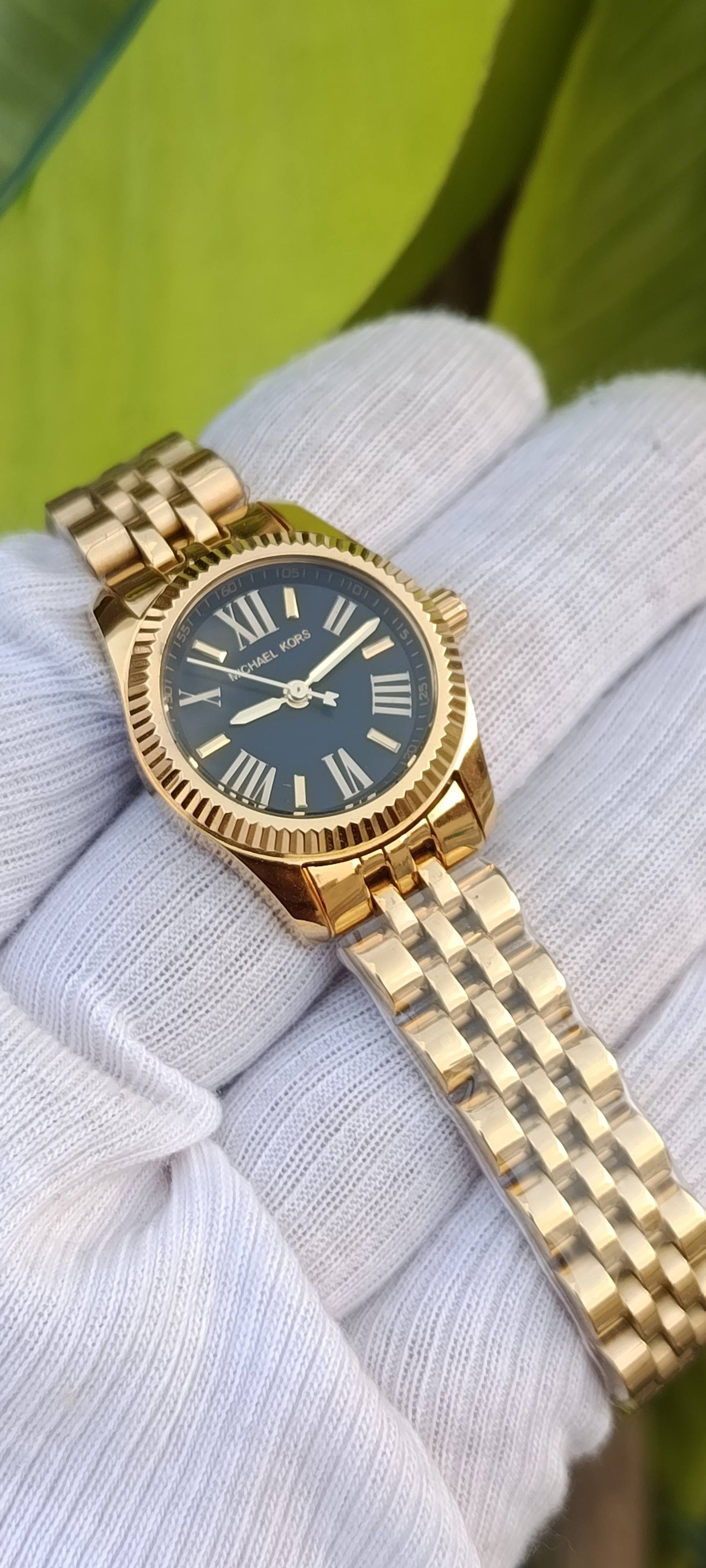 Michael Kors Lexington Gold-Tone Stainless Steel Watch – Black Dial, Women's
