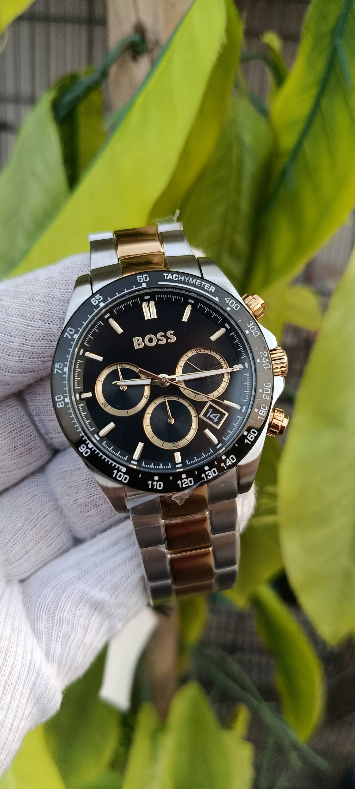 Hugo BOSS two-tone chronograph (model HB1513863-style, ref HB.673.1.54.4348)