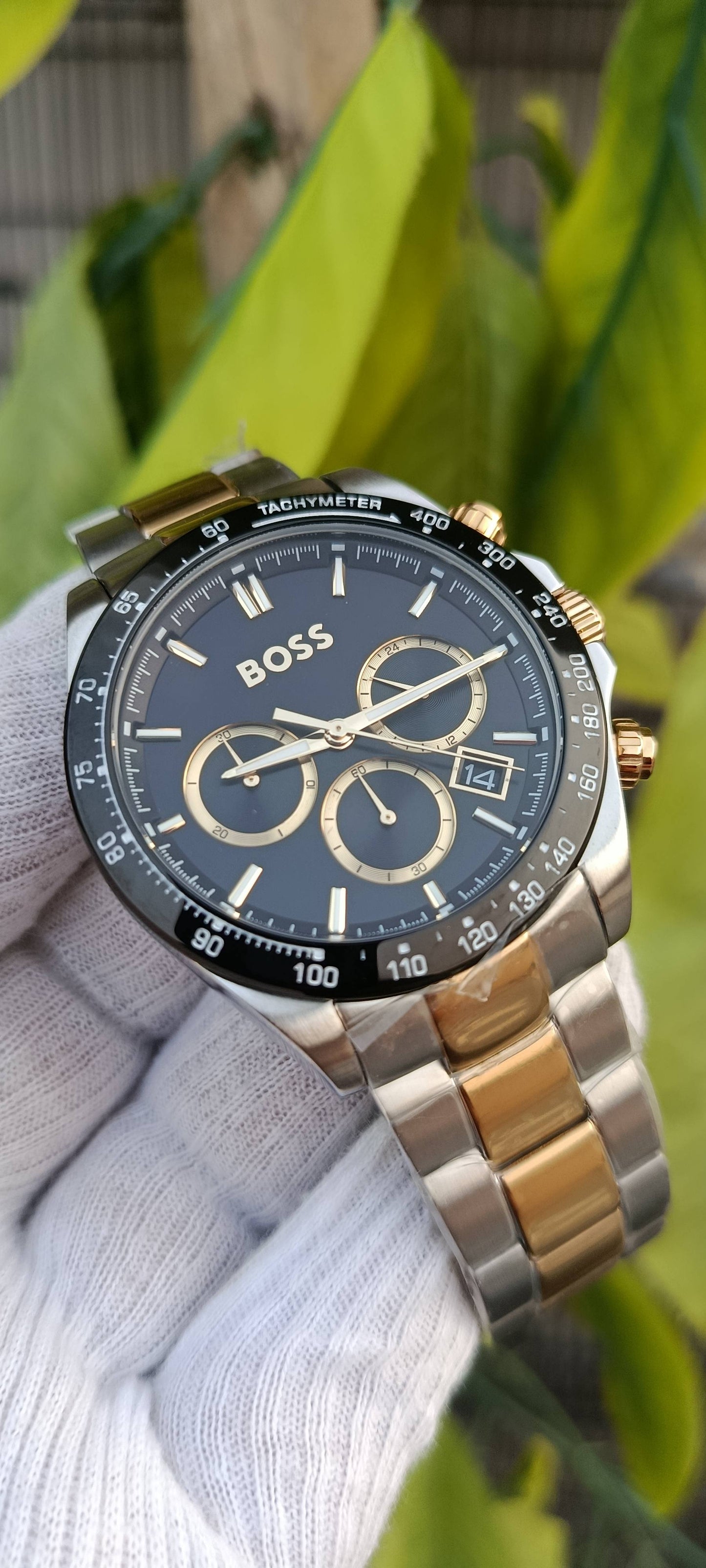 Hugo BOSS two-tone chronograph (model HB1513863-style, ref HB.673.1.54.4348)