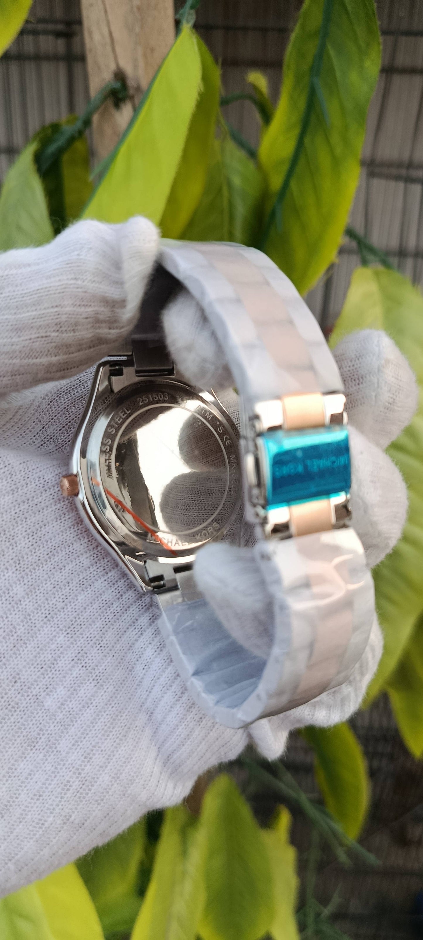 Michael Kors Slim Runway Watch – White Dial, Two-Tone Silver & Rose Gold
