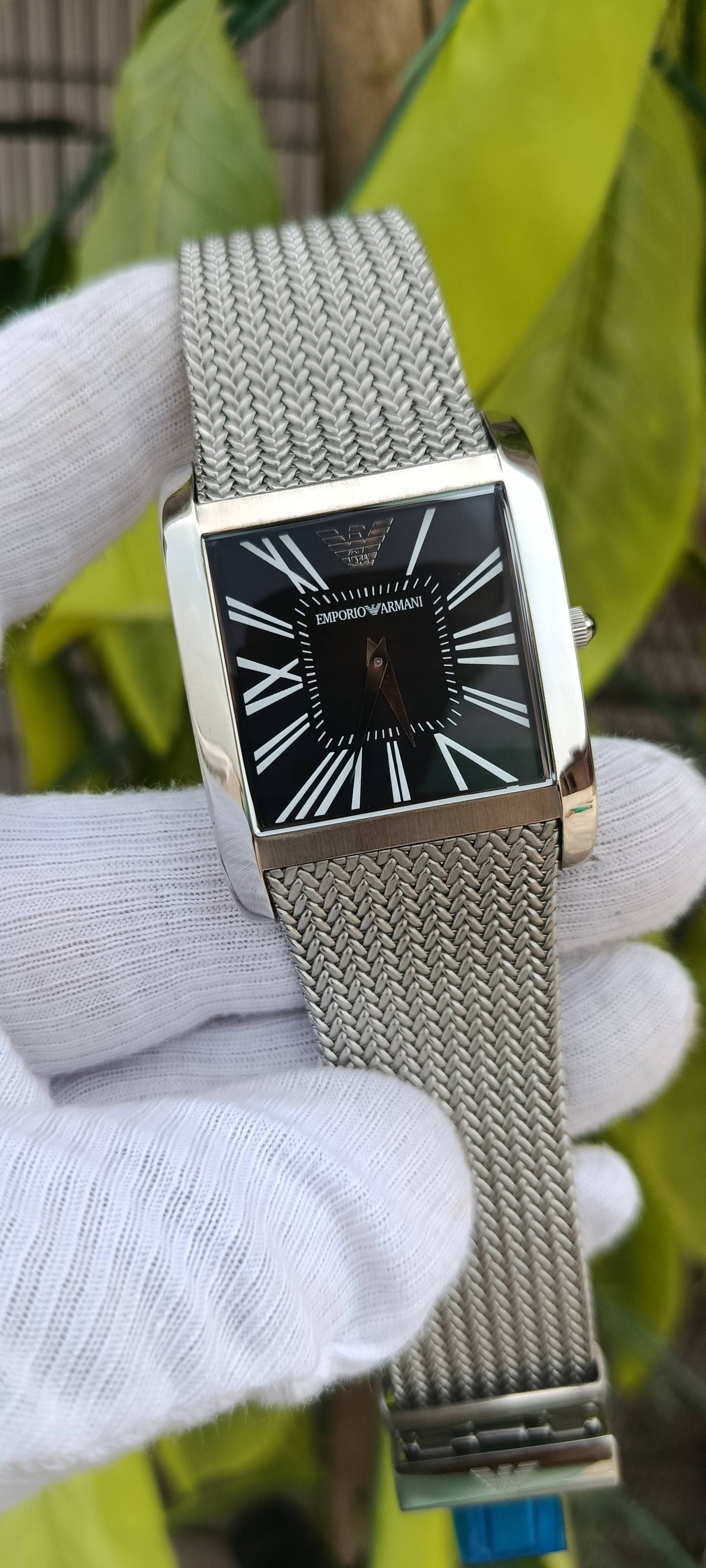 Emporio Armani Men's Rectangular Watch Roman