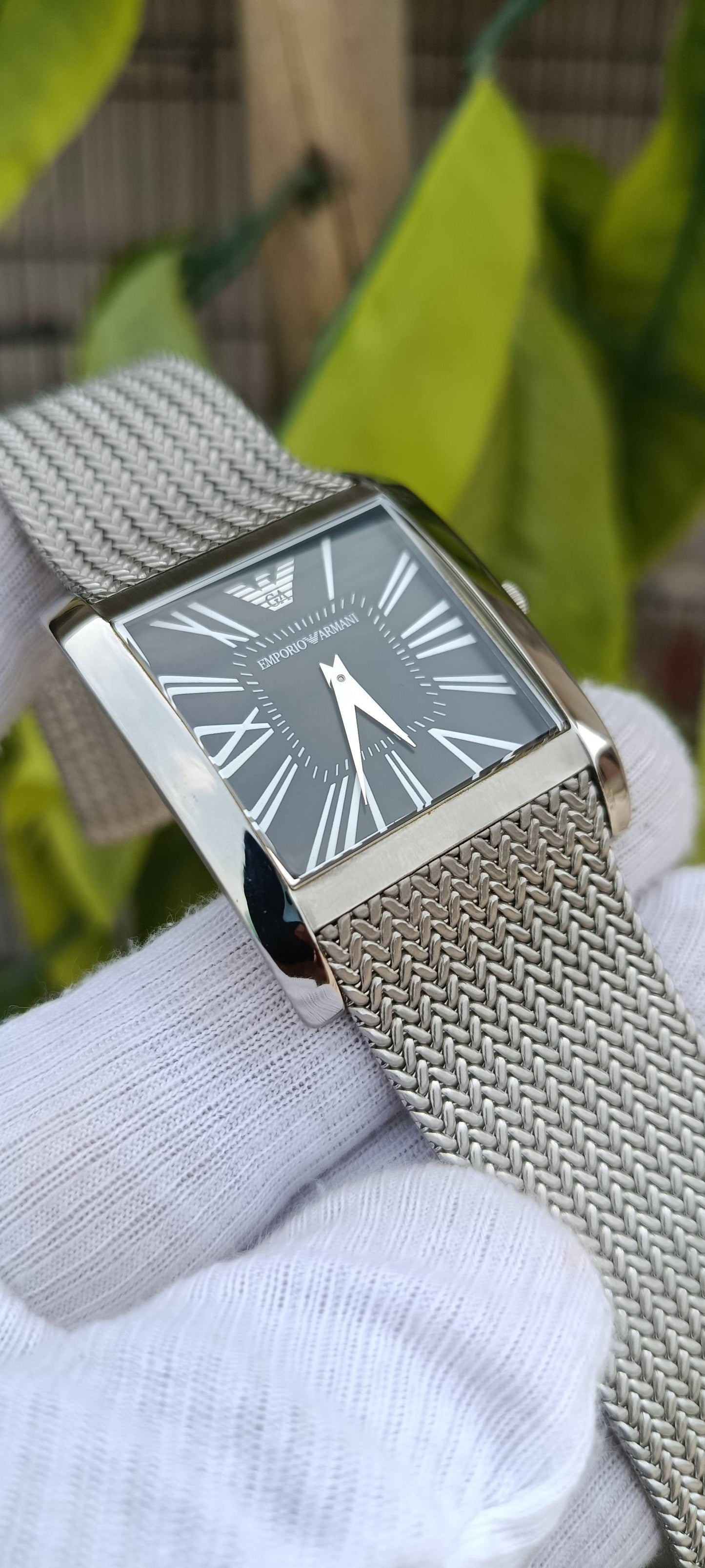 Emporio Armani Men's Rectangular Watch Roman