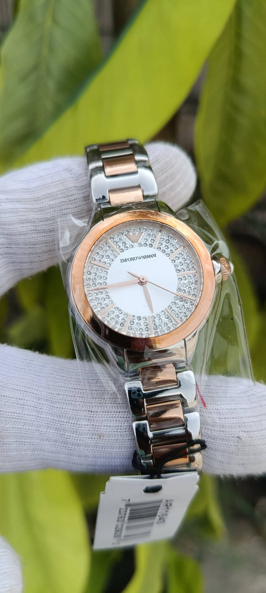 Emporio Armani AR7401 Women's Two-Tone Crystal Pave Watch