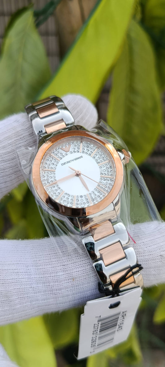 Emporio Armani AR7401 Women's Two-Tone Crystal Pave Watch