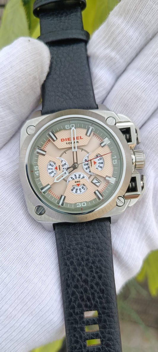 Diesel DZ7367 Men's Beige Dial Chronograph Watch Oversized Dial 48mm