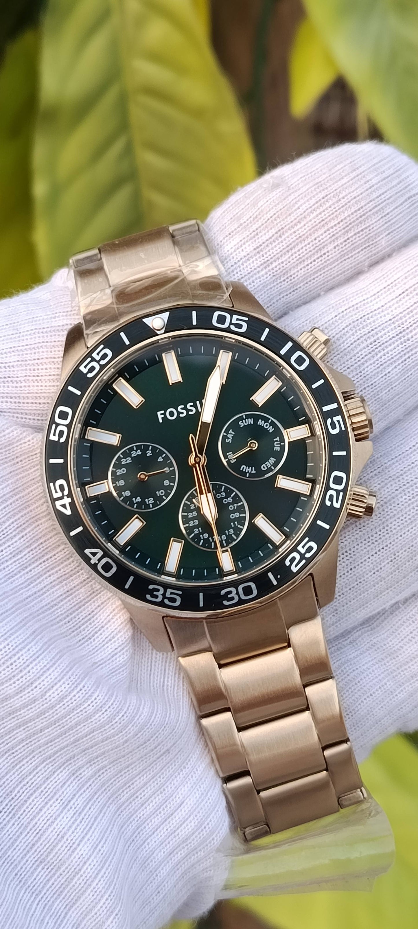 Fossil Gold Chronograph Green Dial Men's Watch BQ2493