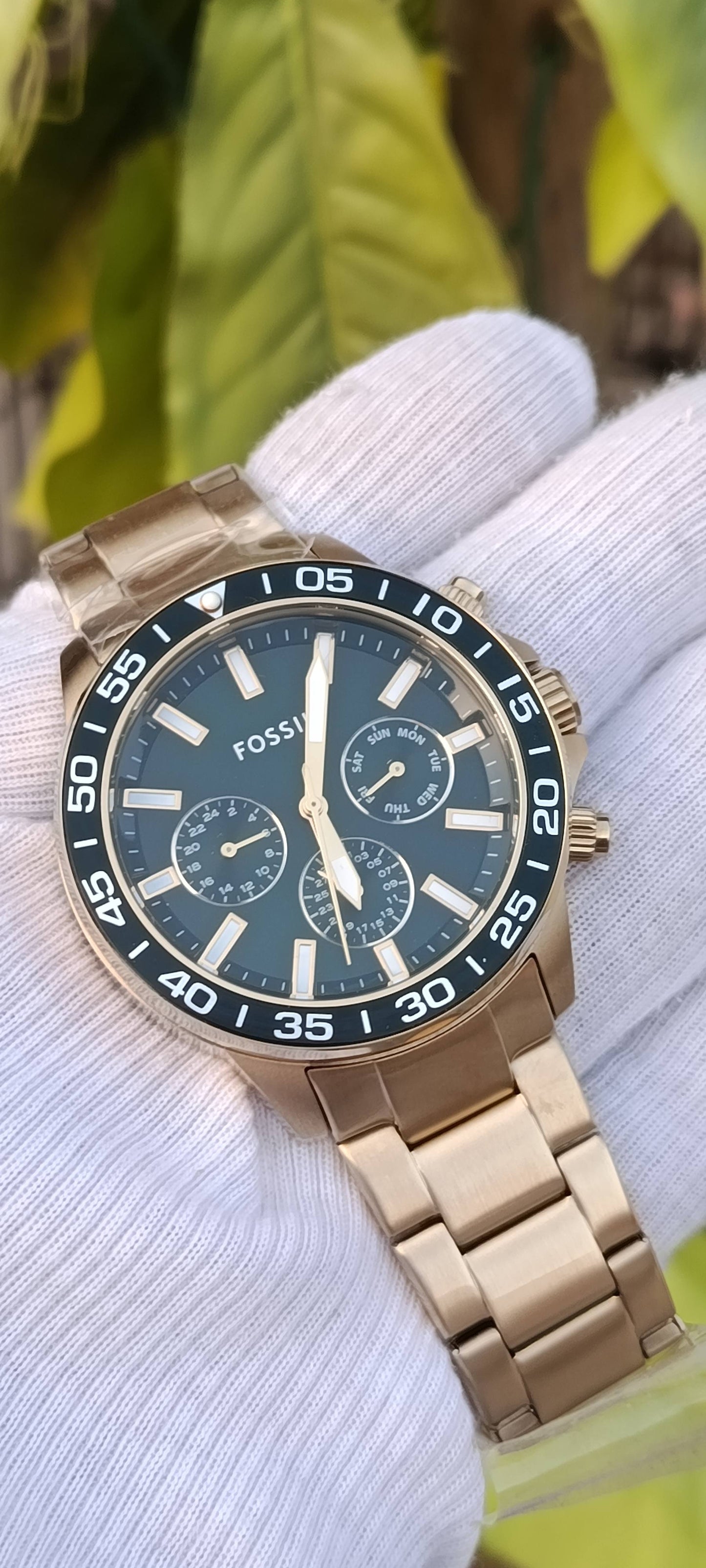 Fossil Gold Chronograph Green Dial Men's Watch BQ2493