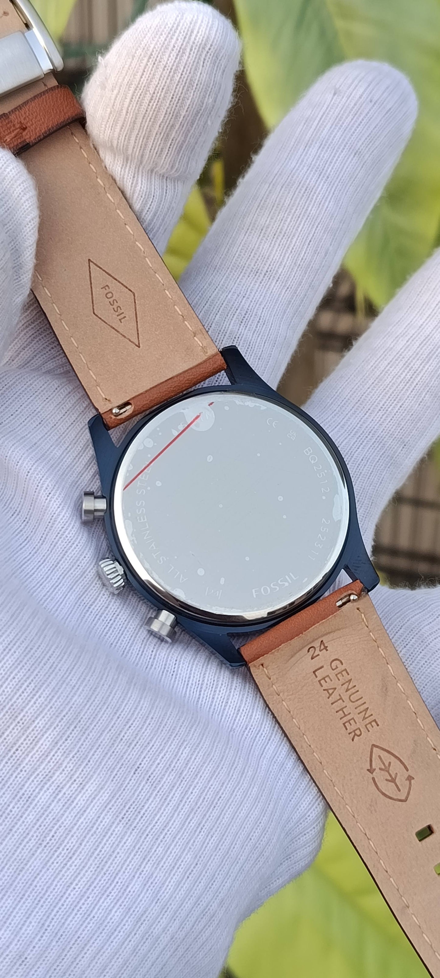 Fossil BQ2512 Men's Blue Dial Chronograph Watch – Tan Leather Strap