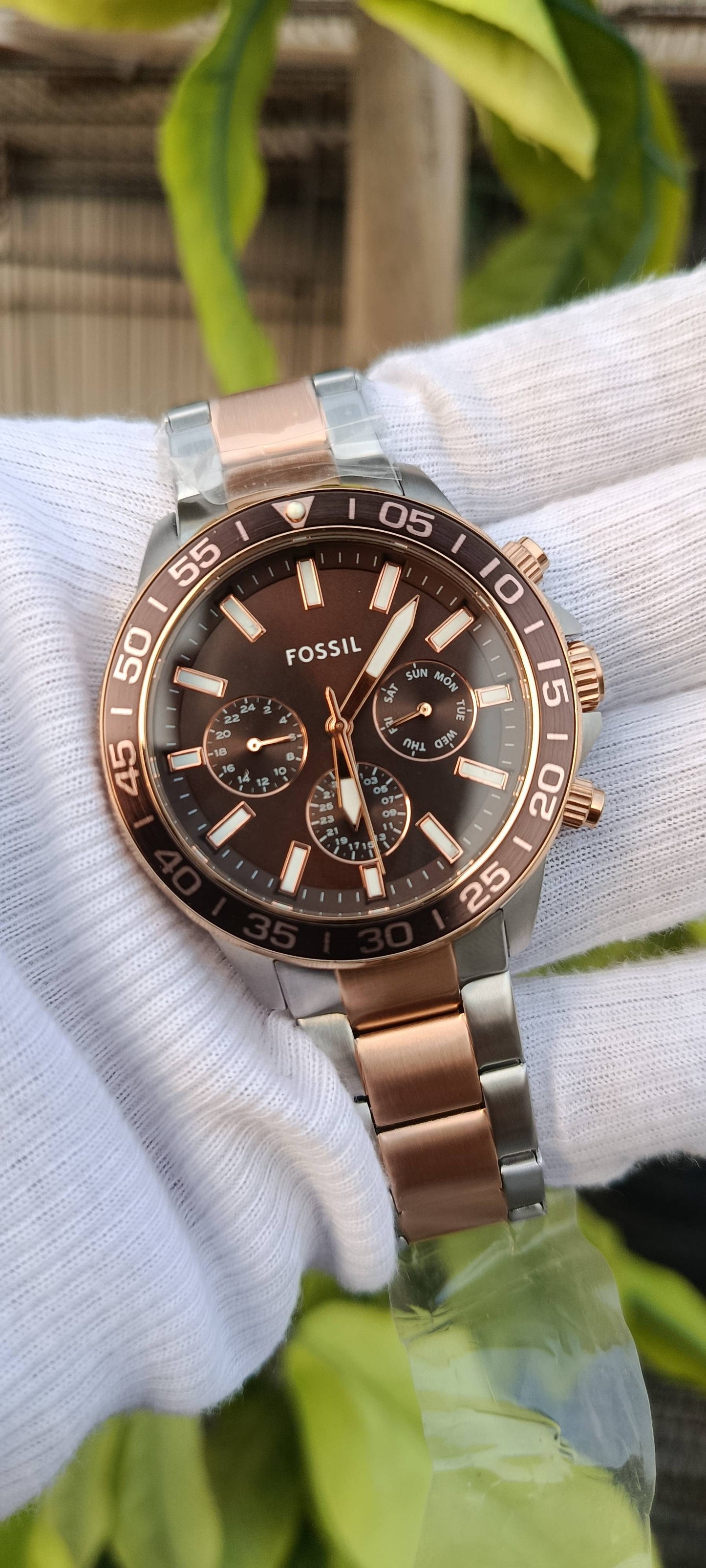 Fossil Bannon BQ2280 Men's Brown Dial Multifunction Watch – Two-Tone Rose Gold
