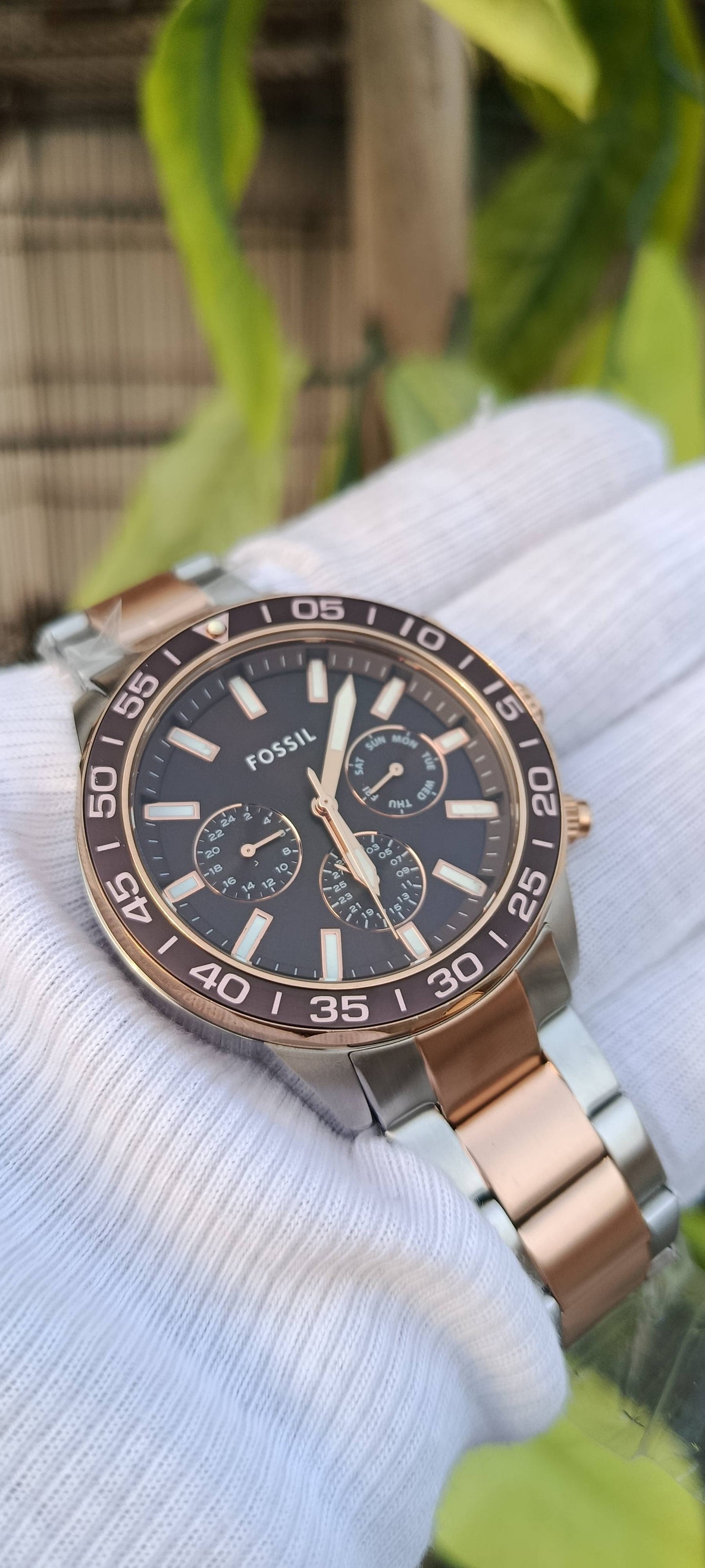 Fossil Bannon BQ2280 Men's Brown Dial Multifunction Watch – Two-Tone Rose Gold