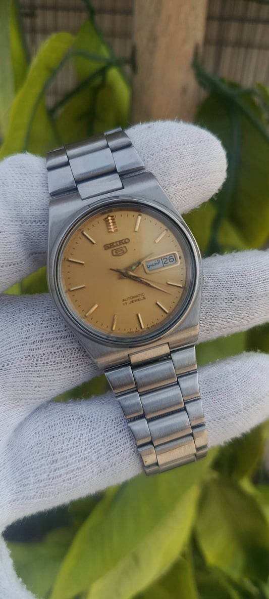 Seiko 5 Automatic 7009-876A Gold Dial Vintage Watch