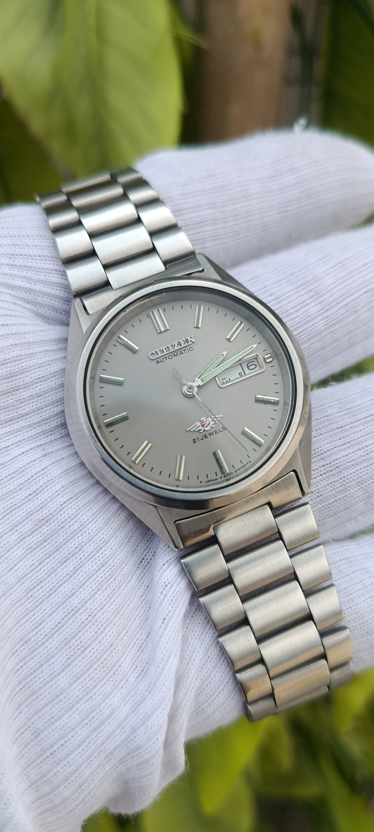 Citizen 8200 Automatic Men's Watch – Grey Sunburst Dial, Date Display