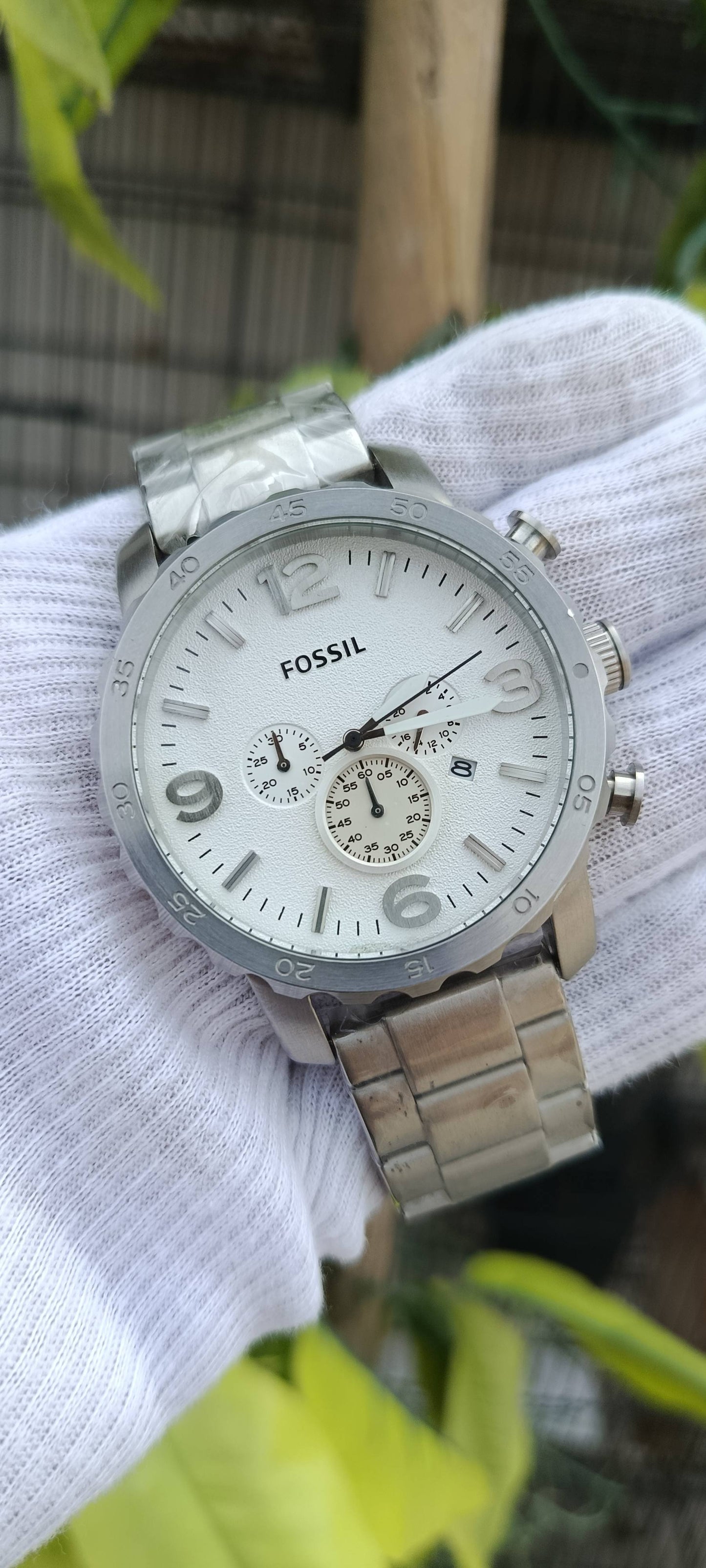 Fossil Nate Chronograph White Dial Men's Watch