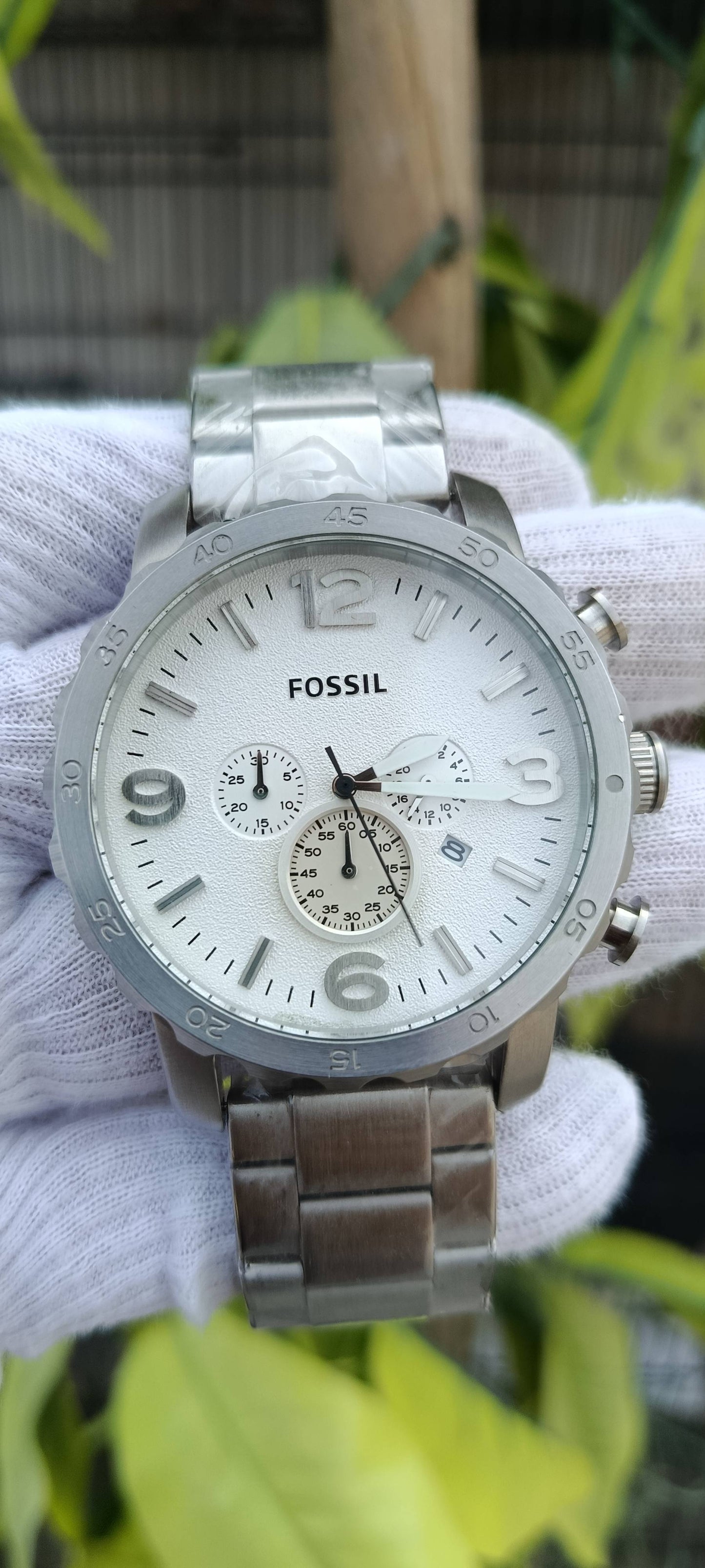 Fossil Nate Chronograph White Dial Men's Watch