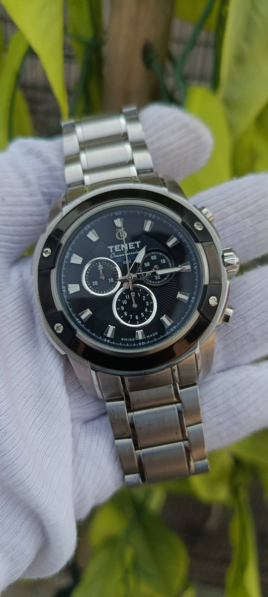 Tenet OceanTerrain 1001 Automatic Chronograph Men's Watch Black Dial Steel