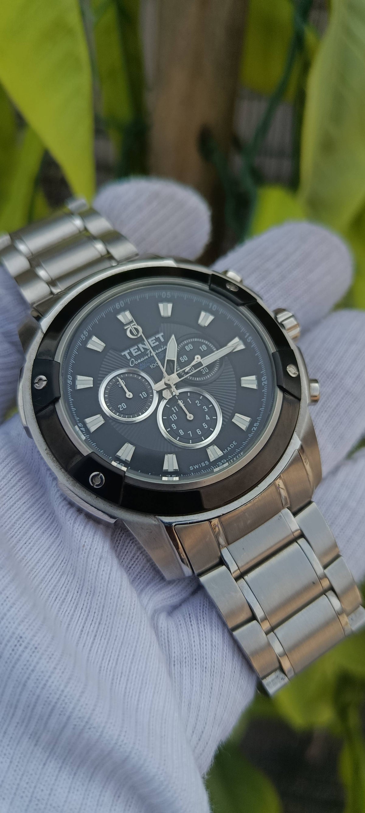 Tenet OceanTerrain 1001 Automatic Chronograph Men's Watch Black Dial Steel