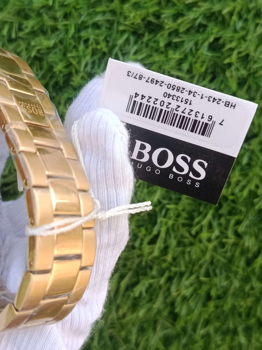 Hugo Boss Ikon HB1513340 Chronograph Men's Watch Gold Blue Dial Tachymeter Stainless Steel
