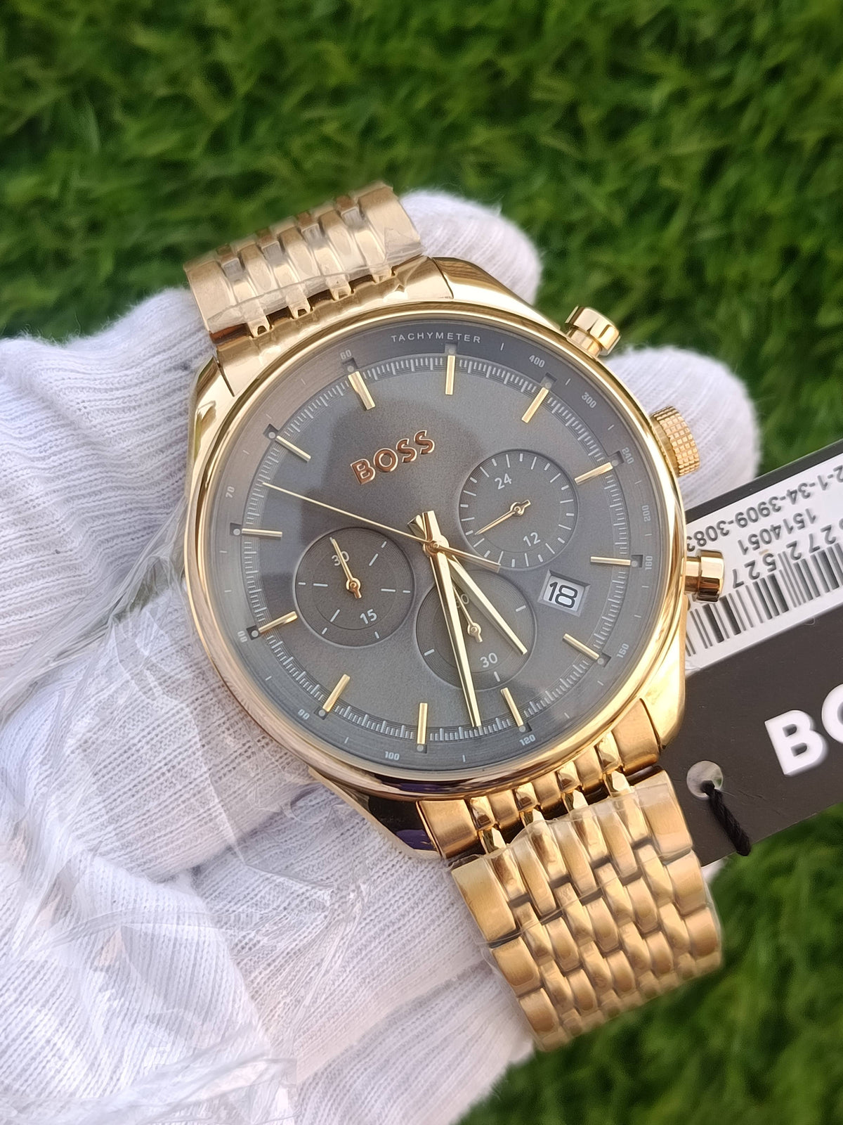 Hugo Boss Chronograph Men's Watch Gold Grey Dial