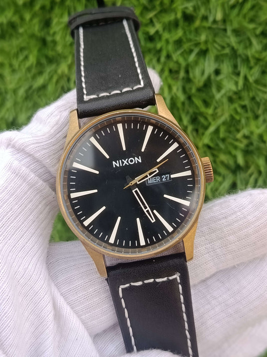 Nixon Sentry Leather Men's Watch Black