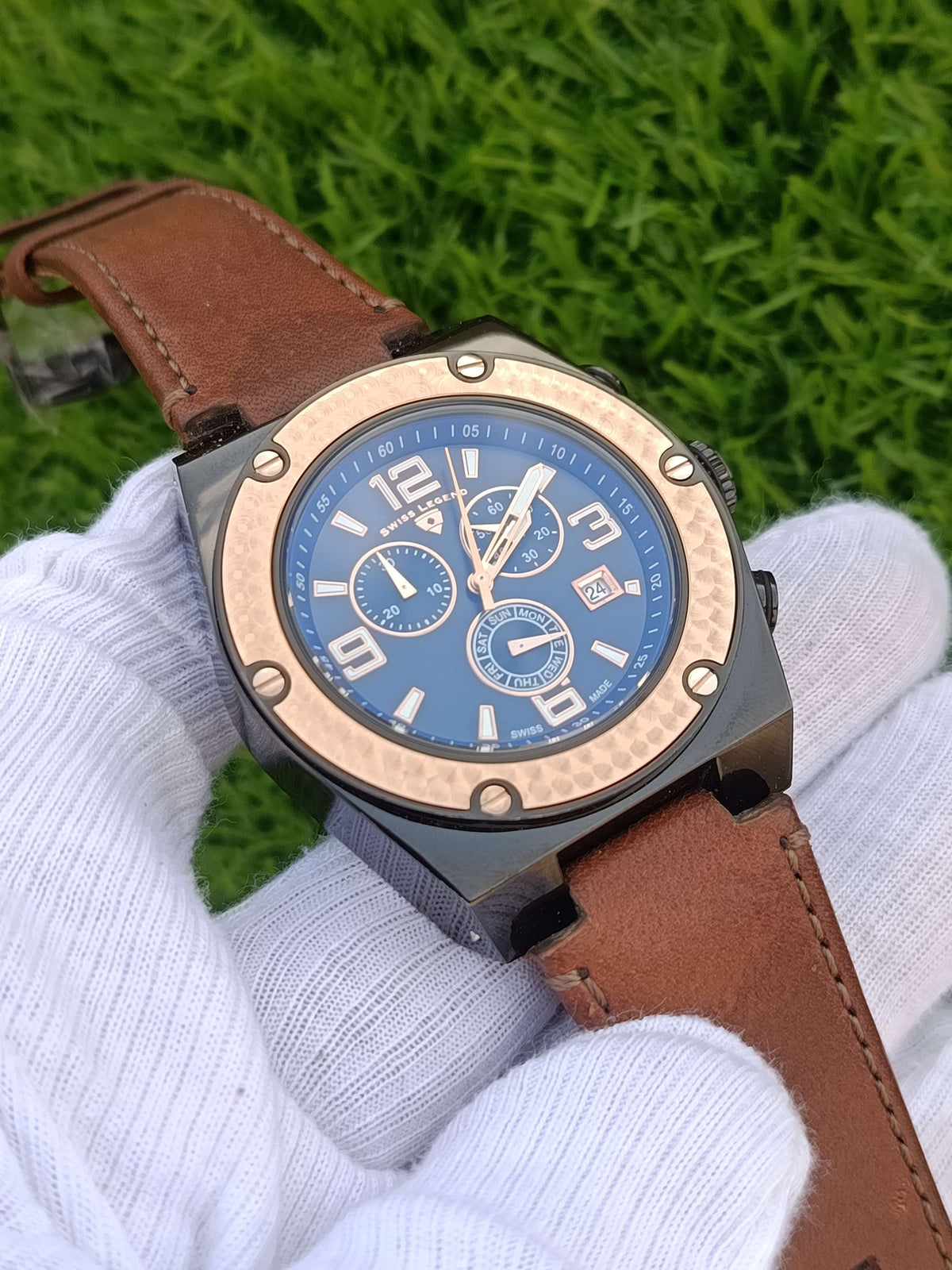 Swiss Legend 40025 | Rose Gold Octagonal Chronograph Watch